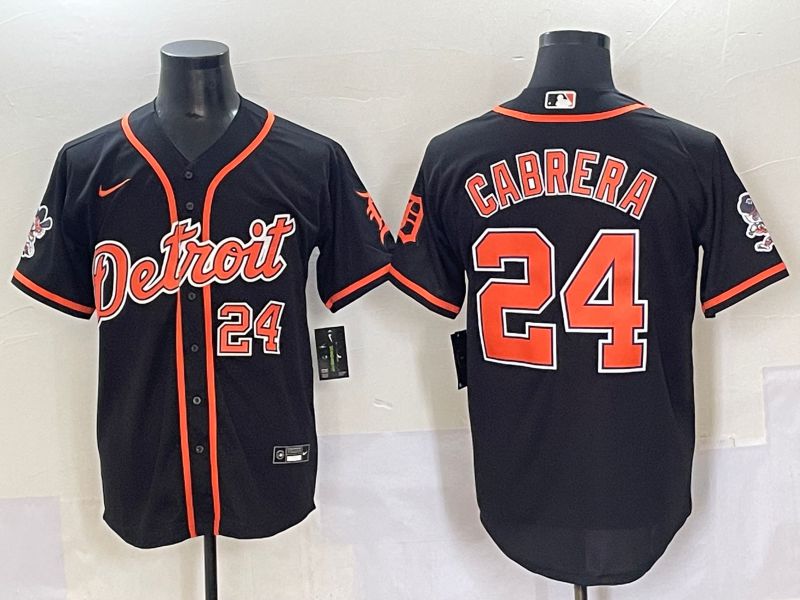 Men 2025 Detroit Tigers 24 Cabrera Black Joint Name Nike MLB Jersey style 4